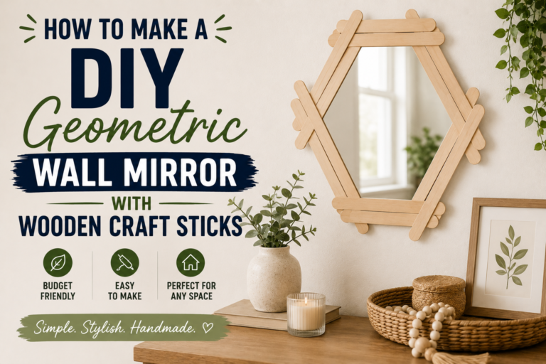 How to Make a DIY Geometric Wall Mirror With Wooden Craft Sticks