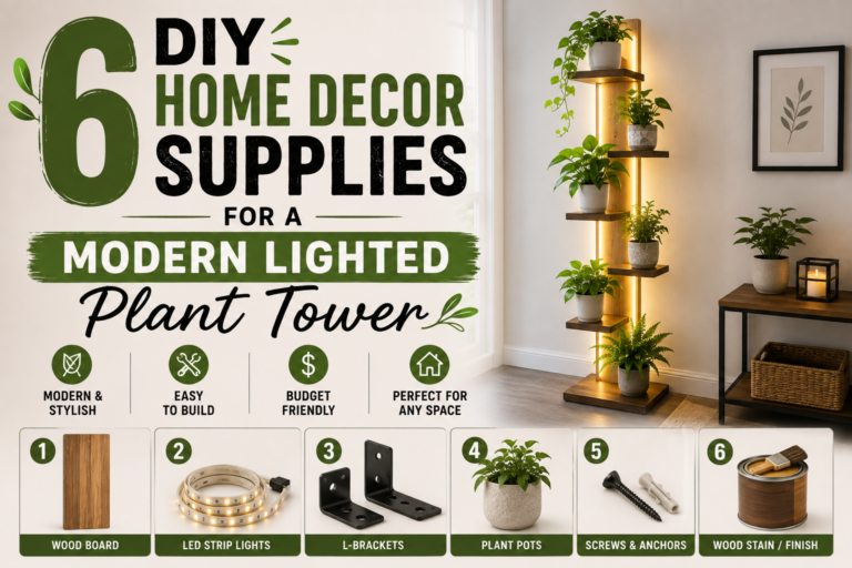 6 DIY Home Decor Supplies for a Modern Lighted Plant Tower